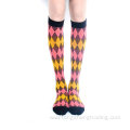 Knee high diamond pattern colorful festive girl's socks